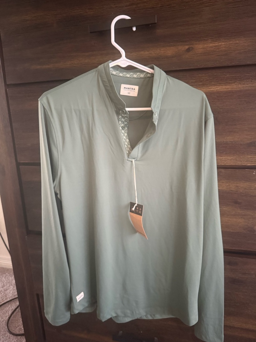 Mantra Long-Sleeve Polo Shirt in Sage Green